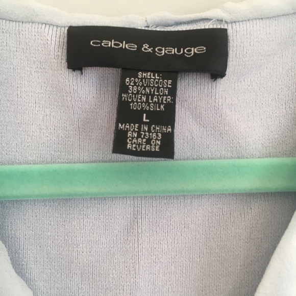 Cable & Gauge | Silk Blue Ruffled Faux Wrap Top - Picture 3 of 4